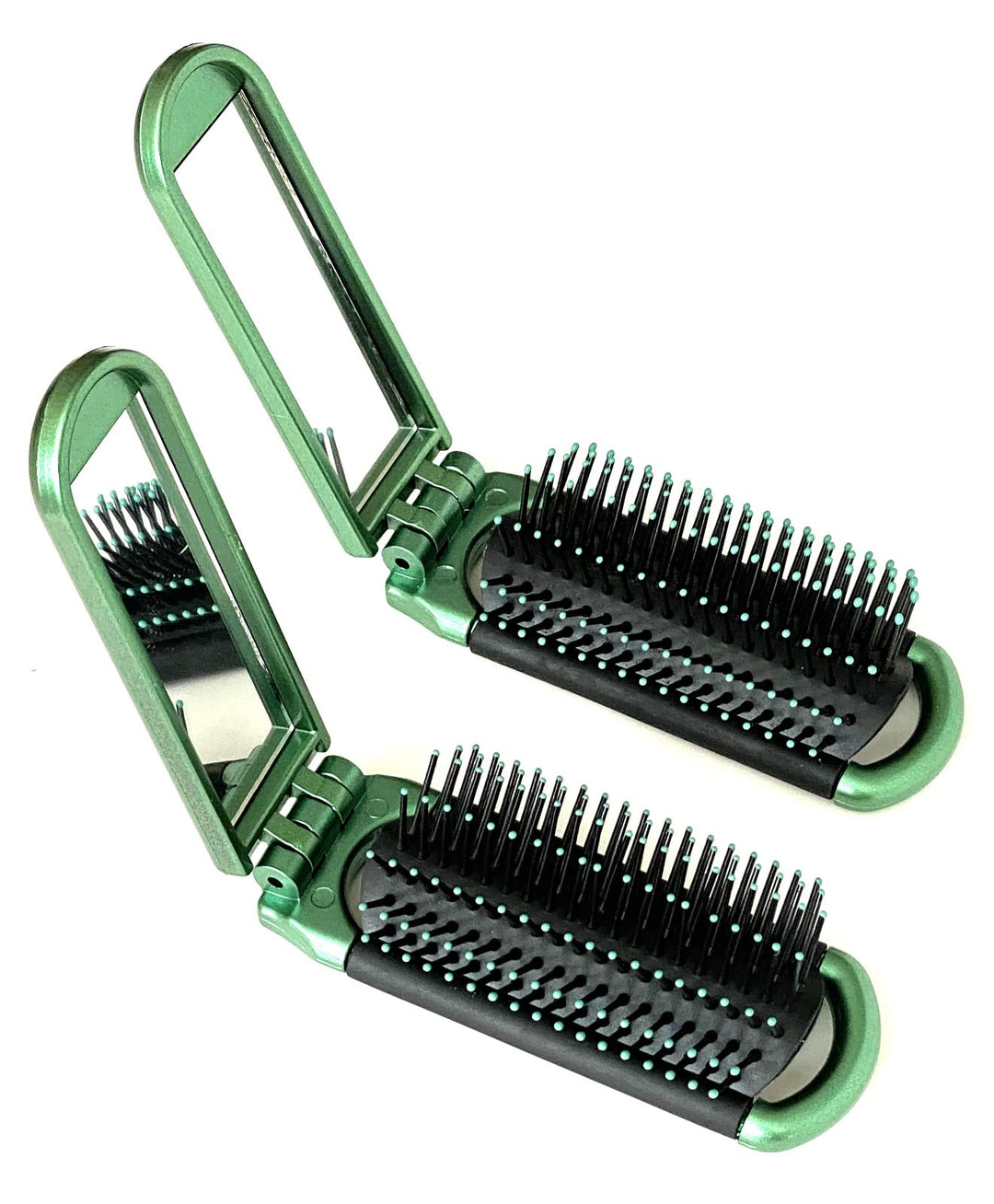 Alazco Folding Hair Brush With Mirror Compact Pocket Size Travel Car Gym Bag Purse Locker Swimming Camping Sleepover Gift And Mo