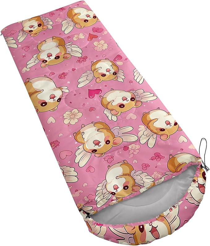 AILONEN Cartoon Fox Camping Sleeping Bag for Boys Girls Adults,Lightweight & Waterproof,3 Season Warm & Cold Weather,Portable,Kawaii Fox Printed Sleeping Bag,Traveling,Camping,Hiking