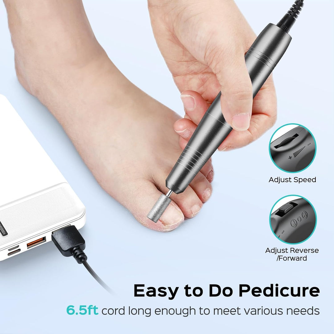 Professional Electric Nail Drill | Portable Acrylic & Gel Nail Kit | Blue