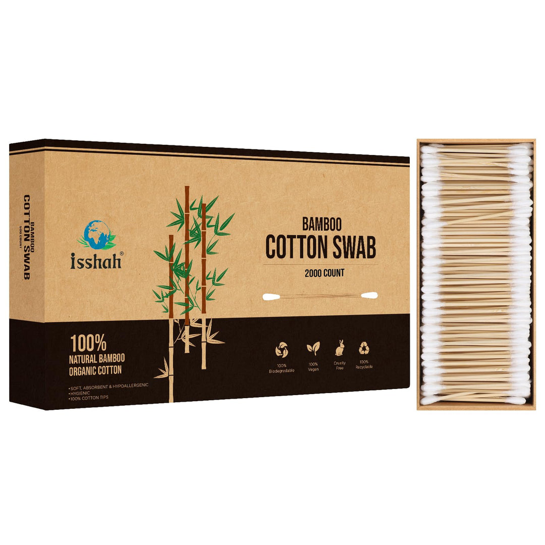 Bamboo Cotton Swabs - 2000 Count - Fsc Certified And Peta Approved, Eco Friendly Double Tips, Plastic Free Ear Sticks, All Natur