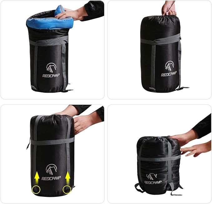 REDCAMP Sleeping Bag Stuff Sack, Black M, L, XL and XXL Compression Sack, Great for Backpacking and Camping