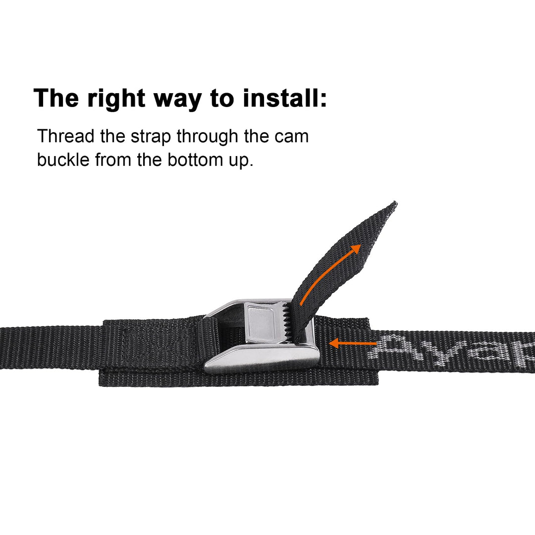 Ayaport Cam Buckle Tie Down Straps Lashing Straps 2200lbs Break Strength Heavy Duty Car Roof Rack Strap for Kayak, SUP, Surfboard, Cargo, Motorcycle, Truck, Boat, Dirt Bike (1" x 12'-Stainless)
