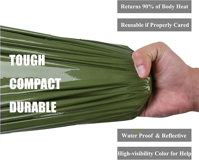 2-Person Emergency Sleeping Bag, Ultra Lightweight Waterproof Thermal Bivy Sack Cover, XL Emergency Shelter Survival Kit for Hiking Outdoor Camping …