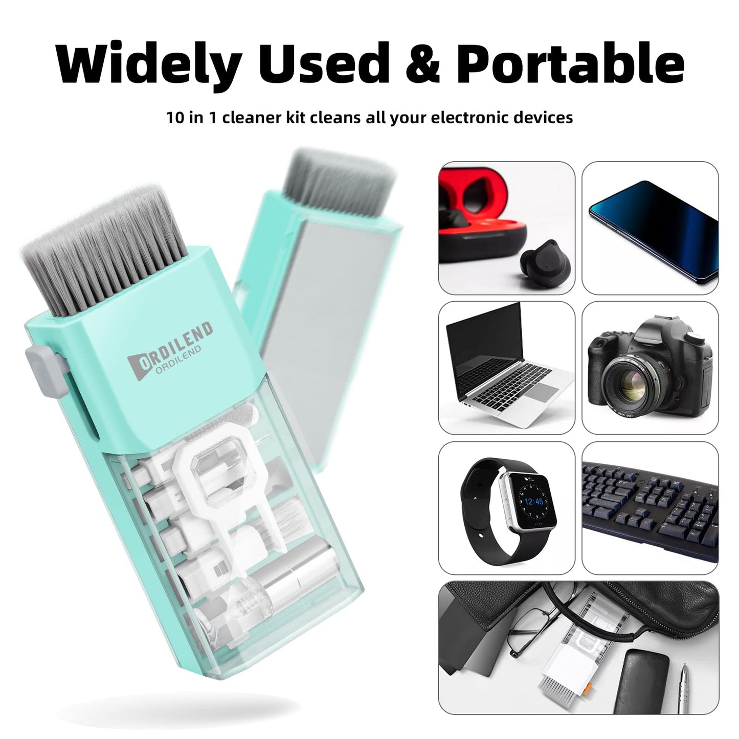 Laptop Screen Keyboard Cleaner Kit, Electronics Cleaning kit Tool for MacBook iPad iPhone Pro Cell Phone, Brush Tool for Tablet, Computer, PC Monitor,Camera with Spray with Patent (Tifny Blue)