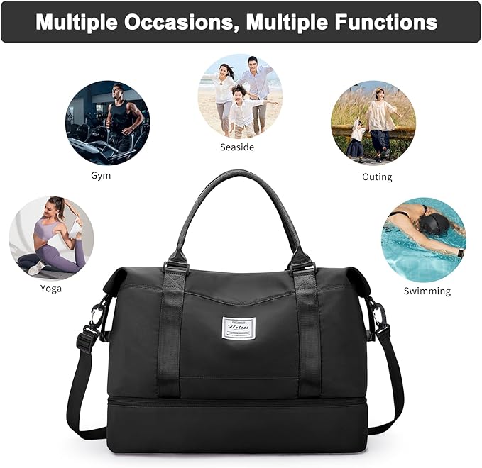 Travel Duffel Bag,Sports Tote Gym Bag,Shoulder Weekender Overnight Bag for Women