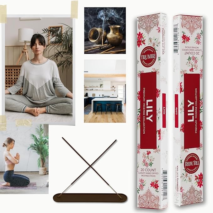 Lily Incense Sticks - Total 40 Insence-Sticks - Dual Pack of 20 Insense - Inciensos - Inscents - Natural Non Toxic Ingredients - Incents - Incence - Inscense - Insents