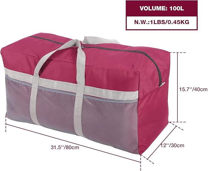 REDCAMP Foldable Travel Bag, Large Sports Bag, 75L/96L/100L, Lightweight Waterproof Tote Bag