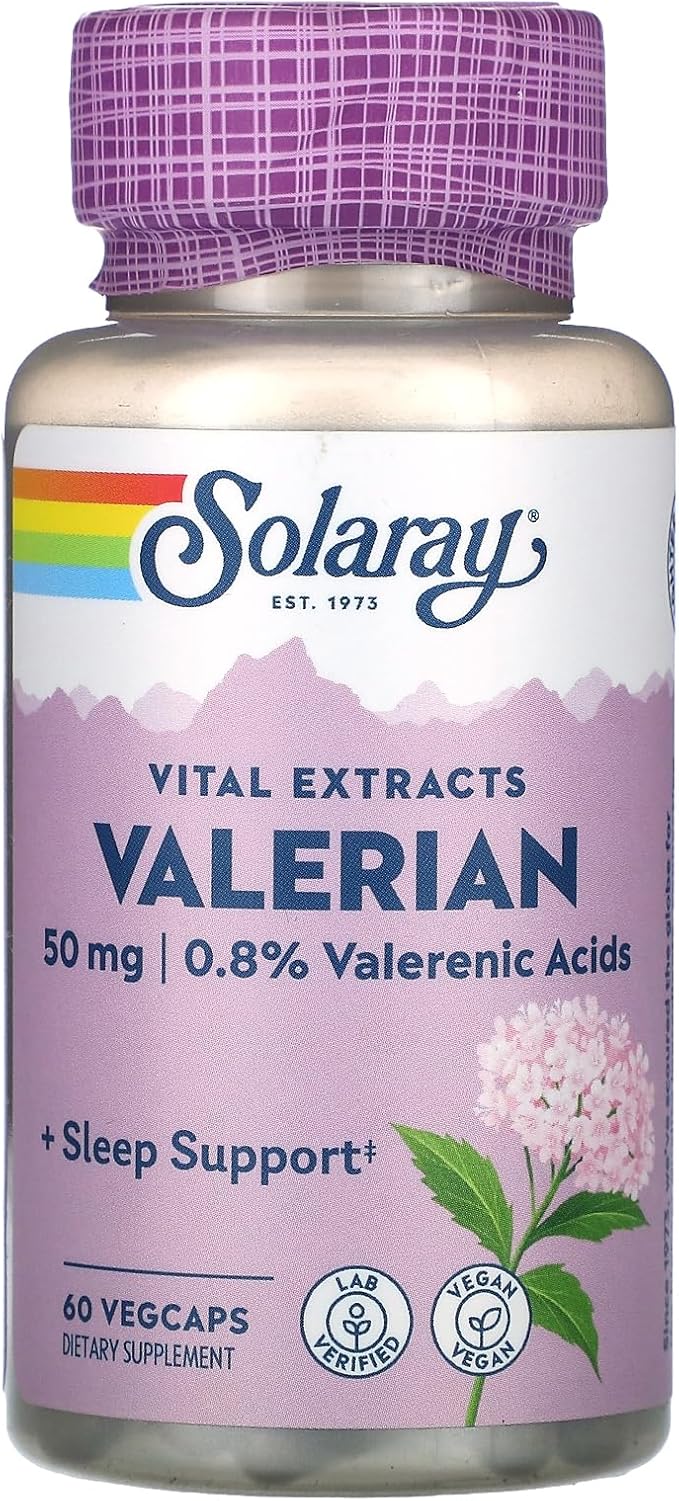 SOLARAY Valerian Root Extract 50 mg | Relaxation Support for a Healthy Sleep Cycle | 0.8% Valerenic Acids | 60 CT
