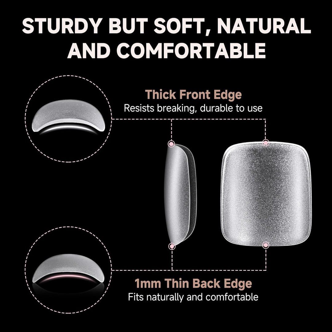 XXL Square Gel Nail Tips | 120 PCS Extra Long | No C Curve | DIY Home Use