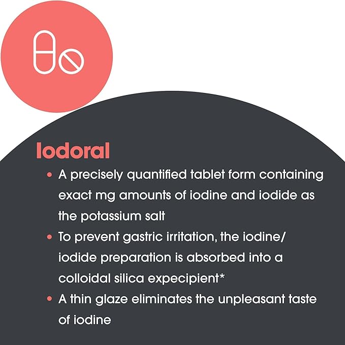 Optimox Iodoral 50 mg Supplement - Potassium Iodide Tablets, High Potency Iodine Tablets, Iodine Supplements for Thyroid Support, Daily Vitamins and Minerals, Lugol's Iodine Solution - 30 Count.