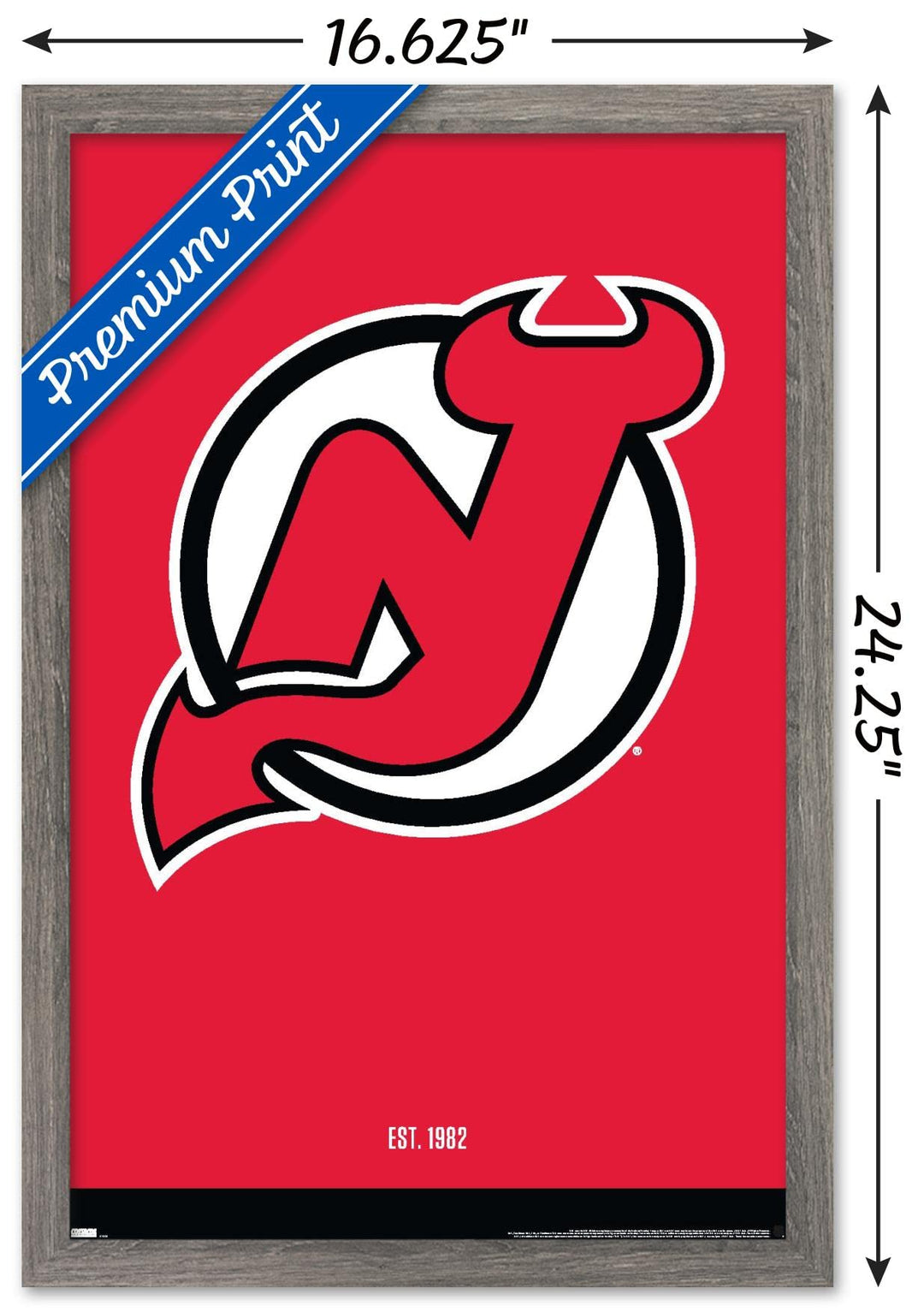 Trends International NHL New Jersey Devils - Logo 21 Wall Poster, 14.725" x 22.375", Barnwood Framed Version