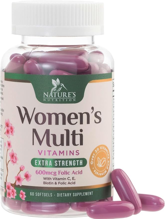 Multivitamin for Women with Iron, Calcium, Zinc, Vitamin A, C, D, E, & B Vitamins for Bone, Skin & Immune Health Support, Nature's Daily Womens Multivitamins for Women's Energy & Health, 60 Softgels