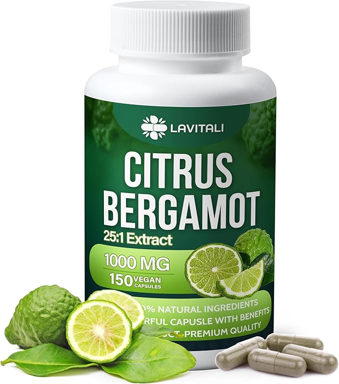 25x Concentrated Citrus Bergamot Extract Capsules, 150 Veggie Capsules, Citrus Bergamot 1000mg Capsules, Non-GMO, Gluten-Free, All Natural, Vegetarian Capsules