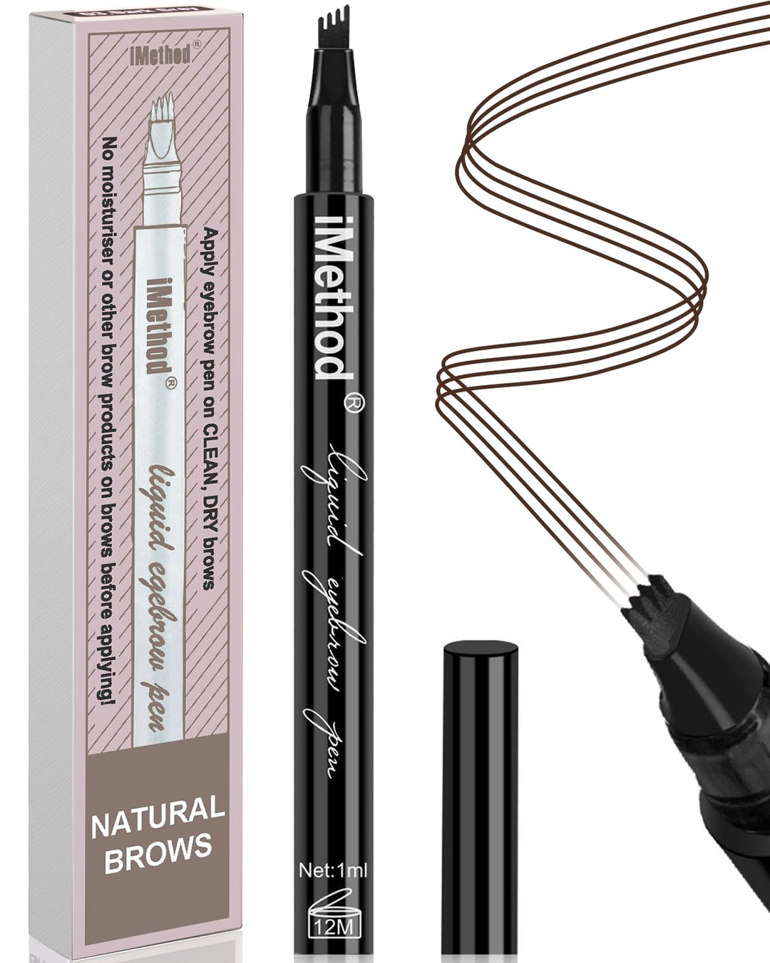 iMethod Eyebrow Pen - iMethod Eyebrow Pencil with a Micro-Fork Tip Applicator Creates Natural Looking Brows Effortlessly and Stays on All Day, Black/Brown