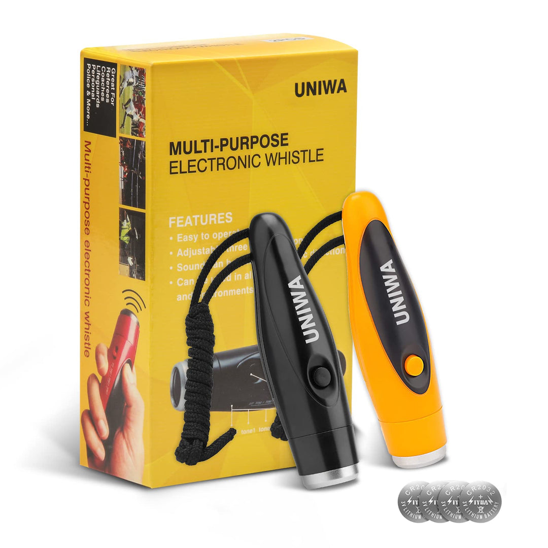 UNIWA Electronic Whistles, 2 Pack Handheld 3 Tone High Volume Electric Whistle with Lanyard for Teacher Coach Referee, Loudest Emergency Whistle Volleyball Soccer Sports Whistle