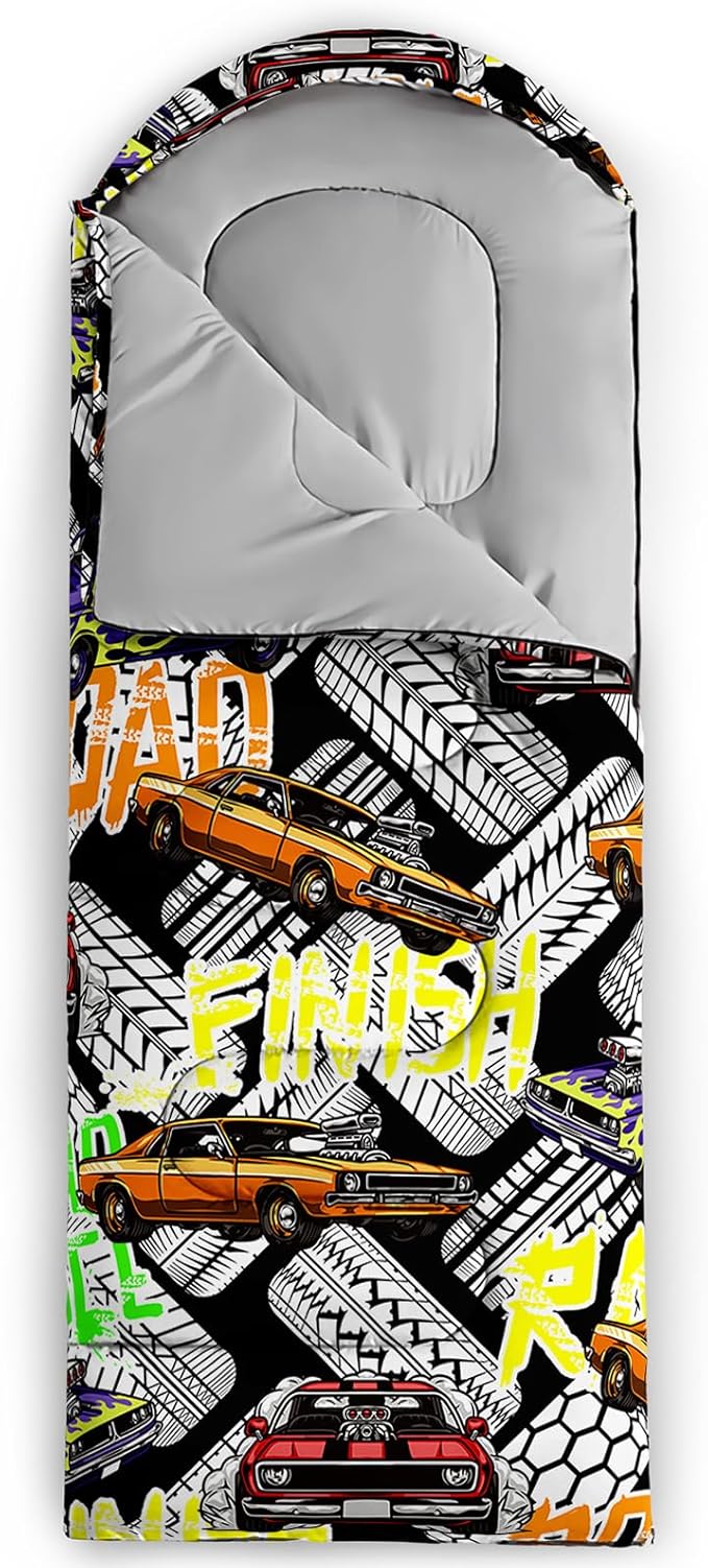 AILONEN Boys Sports Camping Sleeping Bags,Lightweight & Waterproof,3 Season Warm & Cool Weather,Black Player Basketball Sleeping Bags for Kids Adults,Travelling,Outdoors