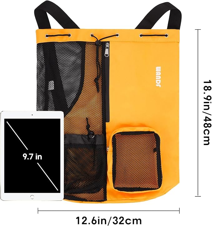 WANDF Swim Bag Mesh Drawstring Backpack with Wet Pocket for Swimming, Gym, and Workout Gear