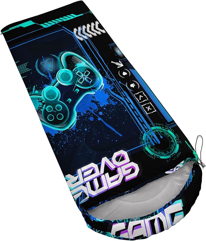 AILONEN Boys Sports Camping Sleeping Bags,Lightweight & Waterproof,3 Season Warm & Cool Weather,Black Player Basketball Sleeping Bags for Kids Adults,Travelling,Outdoors