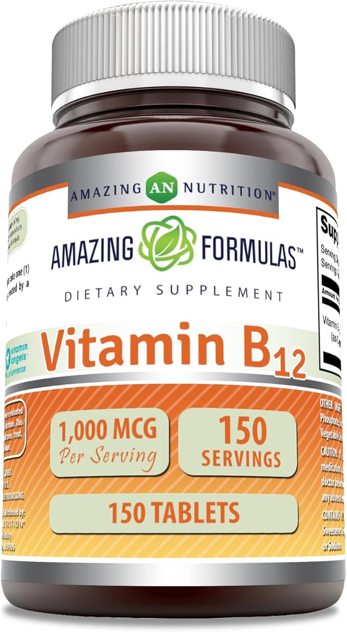 Amazing Formulas Vitamin B12 Supplement | 1000 Mcg per Serving | Tablets | Non-GMO | Gluten-Free | Made in USA (1 Pack, 150 Count)