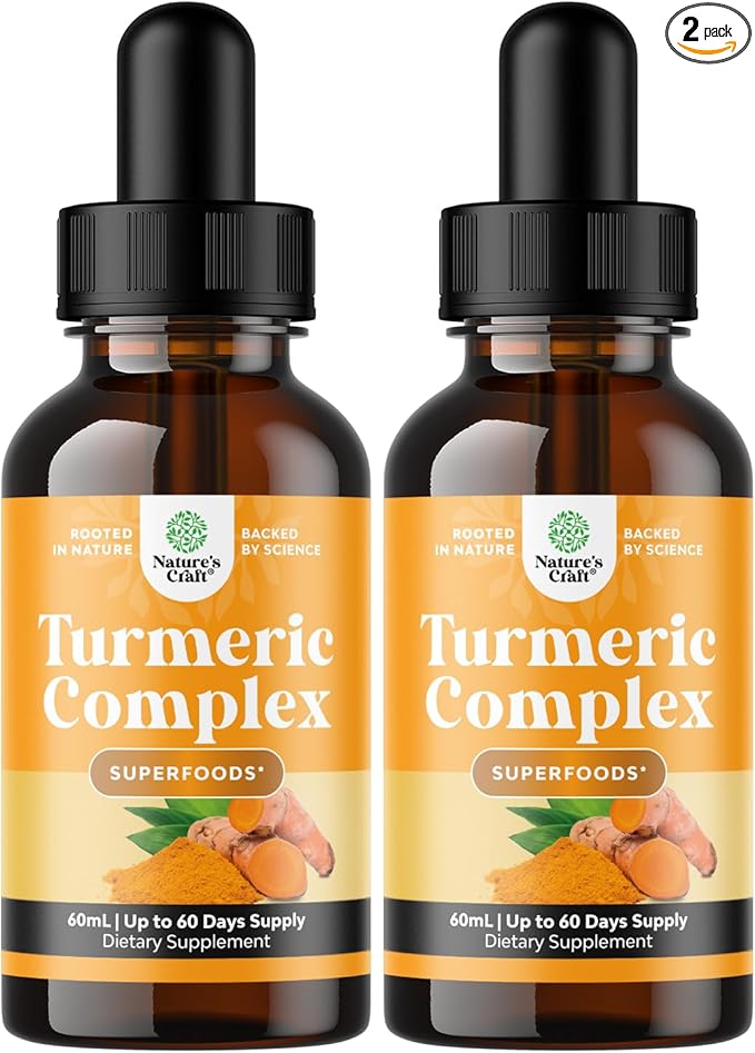 Organic Turmeric Liquid Drops for Adults - Liquid Turmeric Curcumin with Black Pepper Cinnamon and Ginger for Joints Digestion Immunity & More-Organic Supplement Concentrate (2oz) (2)
