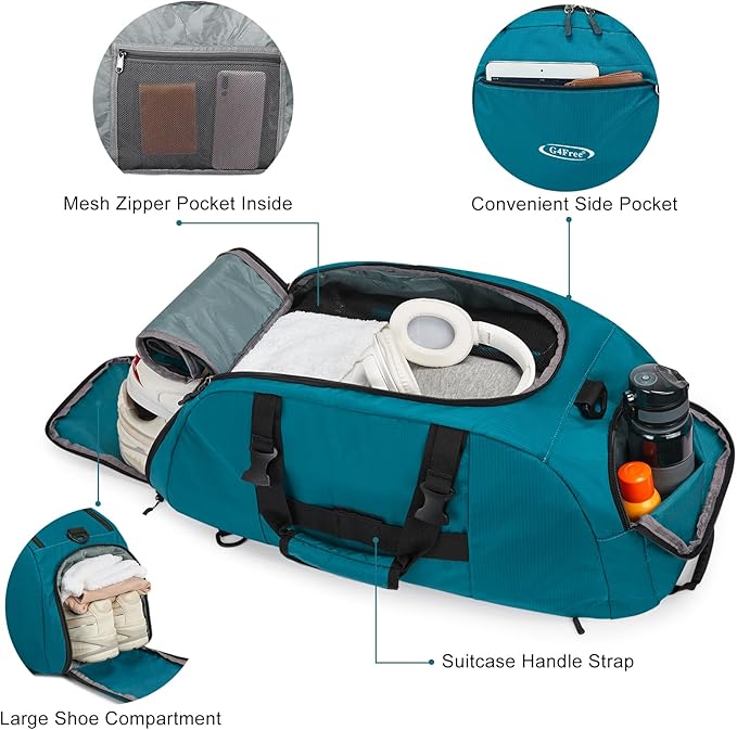 G4Free 40L 3-Way Duffle Bag Backpack Gym Bag for Men Women Sports Duffel Bag with Shoe Compartment Travel Backpack Luggage