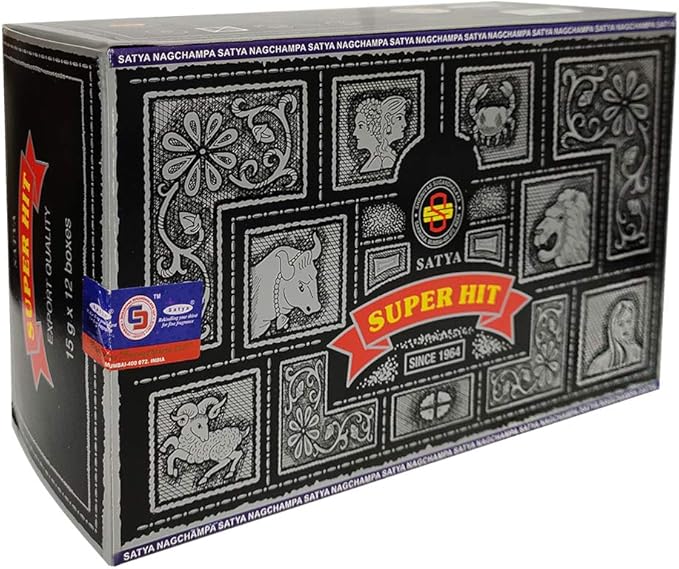 Super Hit Incense Sticks 15g x 12 and Incense Stick Holder Bundle Insence Insense Satya Incense