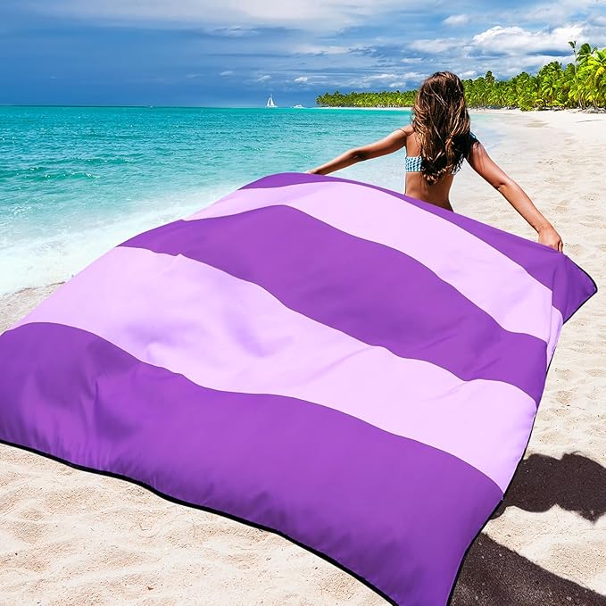 Beach Blanket Waterproof Sandproof Beach Mat 79" X 83" /10'x9'for 2-8 Adults Quick Drying Outdoor Picnic Mat Beach Accessories for Travel, Camping, Hiking