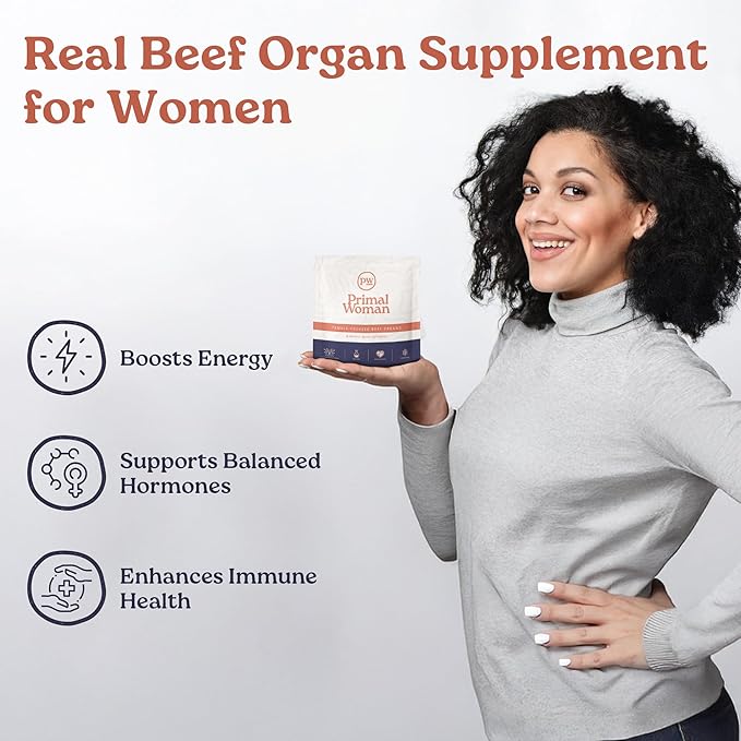 Beef Organ Supplement for Women - Heart, Liver for Women, Grass Fed, Pasture Raised Liver | Primal Beef Organ Capsules Woman (60 Capsules)