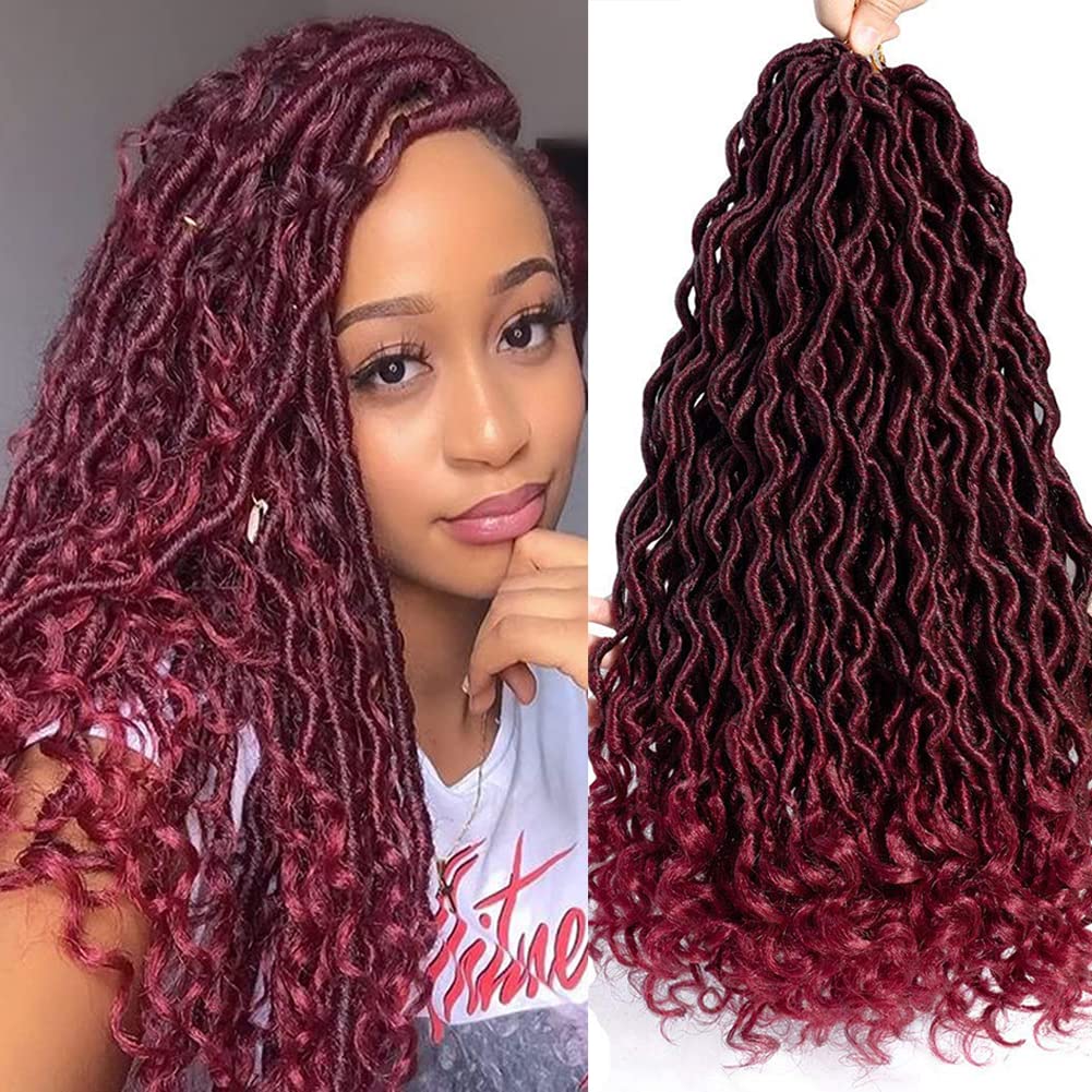 6 Packs Goddess Locs Crochet Hair Wavy Curly Faux Locs Crochet Braids Synthetic Hair Extensions Dreadlocks Crochet Locs Braiding