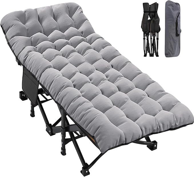 ABORON Oversized XXL Folding Camping Cot W/Mat for Adults, 78" L x 32" W x 18" H, Heavy Duty Outdoor Bed with Carry Bag,1200 D Layer Oxford Travel Camp Cots