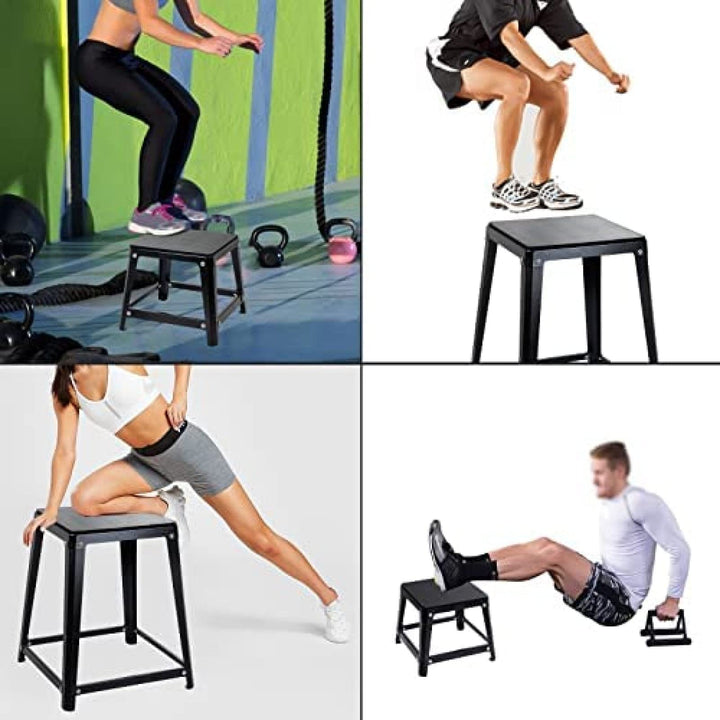 Plyometric Boxes Steel Plyo Box Fitness Exercise Jump Box for Home Gym Plyometric Jumping Exercises,Set of 4 Black