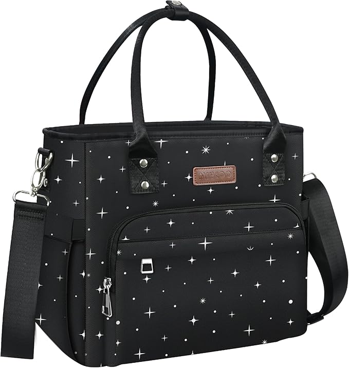MIYCOO Lunch Bag Lunch Box Women - Leakproof Insulated Lunch Cooler Bag for Women - Large Lunch Tote Bags Adults, Black Starry Sky