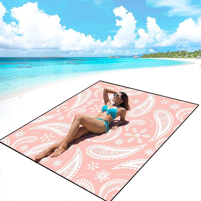 AISPARKY Beach Blanket Waterproof Sandproof, Oversized Large Beach Mat 79" X 83"/120"x108" for 1-8 Adults, Quick Drying&Compact&Lightweight, Picnic Mat Vacation Essentials for Beach Camping Travel