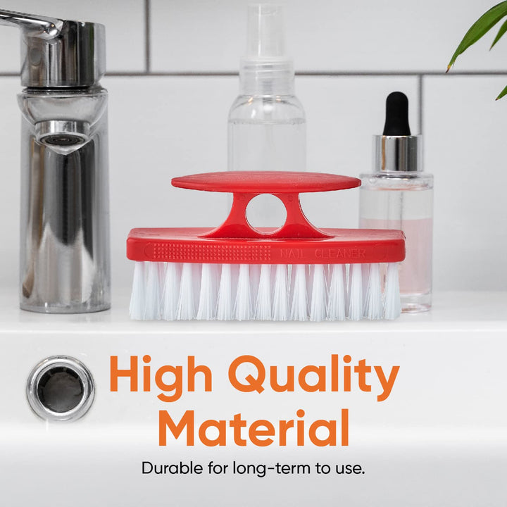 Superio Plastic Bristle Nail Brush, 2-Pack, Grey/Red, Cleaning Tool for Hands, Fingernails, Toenails, Kitchen, Bathroom