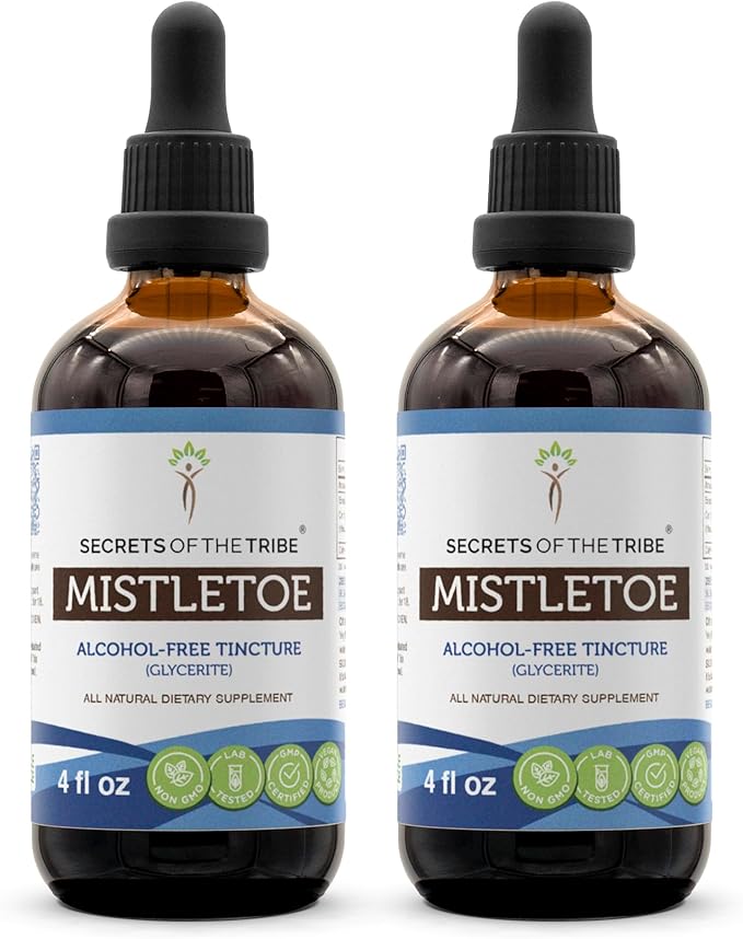 Secrets of the Tribe Mistletoe Tincture Alcohol-Free Liquid Extract, Mistletoe (Viscum Album) Dried Herb (2x4 FL OZ)