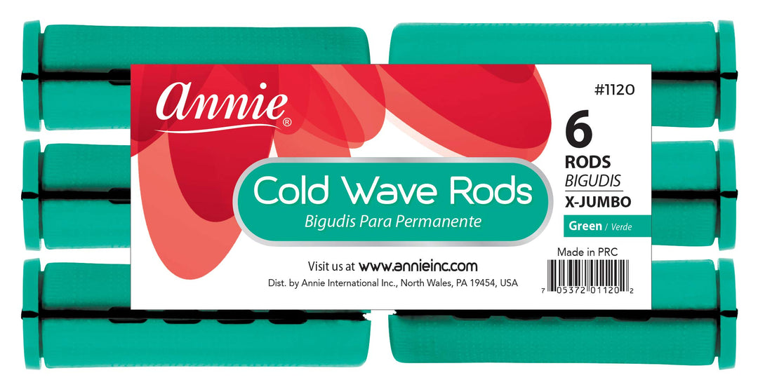 Annie Jumbo Cold Wave Rods With Rubber Band For Hair Curling And Perm Styling - Brown - Set Of 3 Packs Of 6 (18 Pieces)