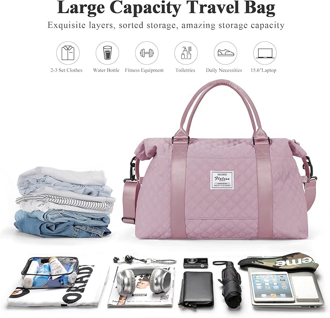 Travel Duffel Bag,Sports Tote Gym Bag,Shoulder Weekender Overnight Bag for Women
