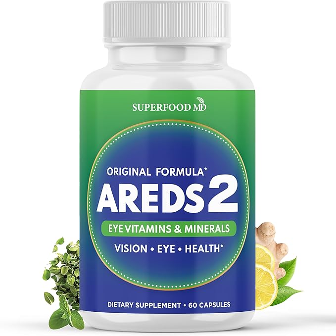 AREDS 2 Eye Vitamin & Mineral Supplement, Contains Lutein, Vitamin C, Zeaxanthin, Zinc & Vitamin E, with Added Copper - 60 Count