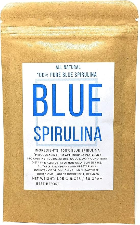 Blue Spirulina Powder - 100% Pure Phycocyanin - Deep Blue Food Coloring - Arthrospira Platensis - Net Weight: 1.05oz/30g