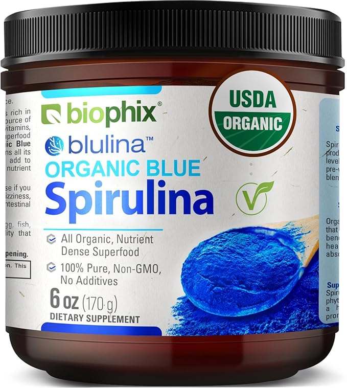 biophix Blue Spirulina Powder Organic 6 oz – Natural Dye Pigment Nutrient-Rich Algae – Blue Algae Supplement – Pure Organic Espirulina Azul en Polvo – 170 Servings