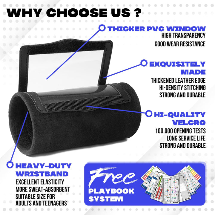 1NMORE Football Wristbands with Playbook System,Wrist Coach for Youth,Softball Wristbands with Tactics Stickers & Cards Green