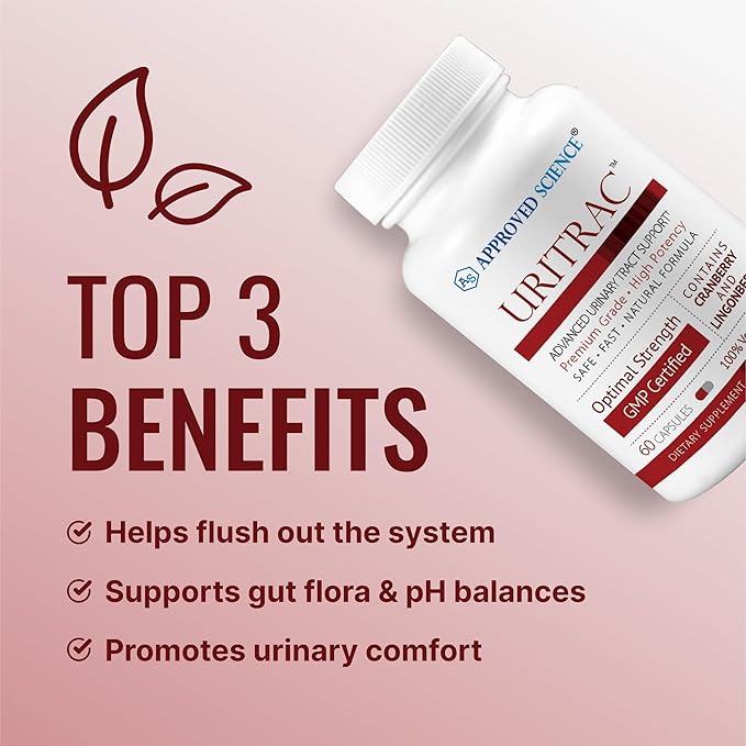 Approved Science® Uritrac™ - UTI Support - Cranberry, D-Mannose, Lingonberry - Vegan Friendly - 60 Capsules per Bottle - Pack of 4