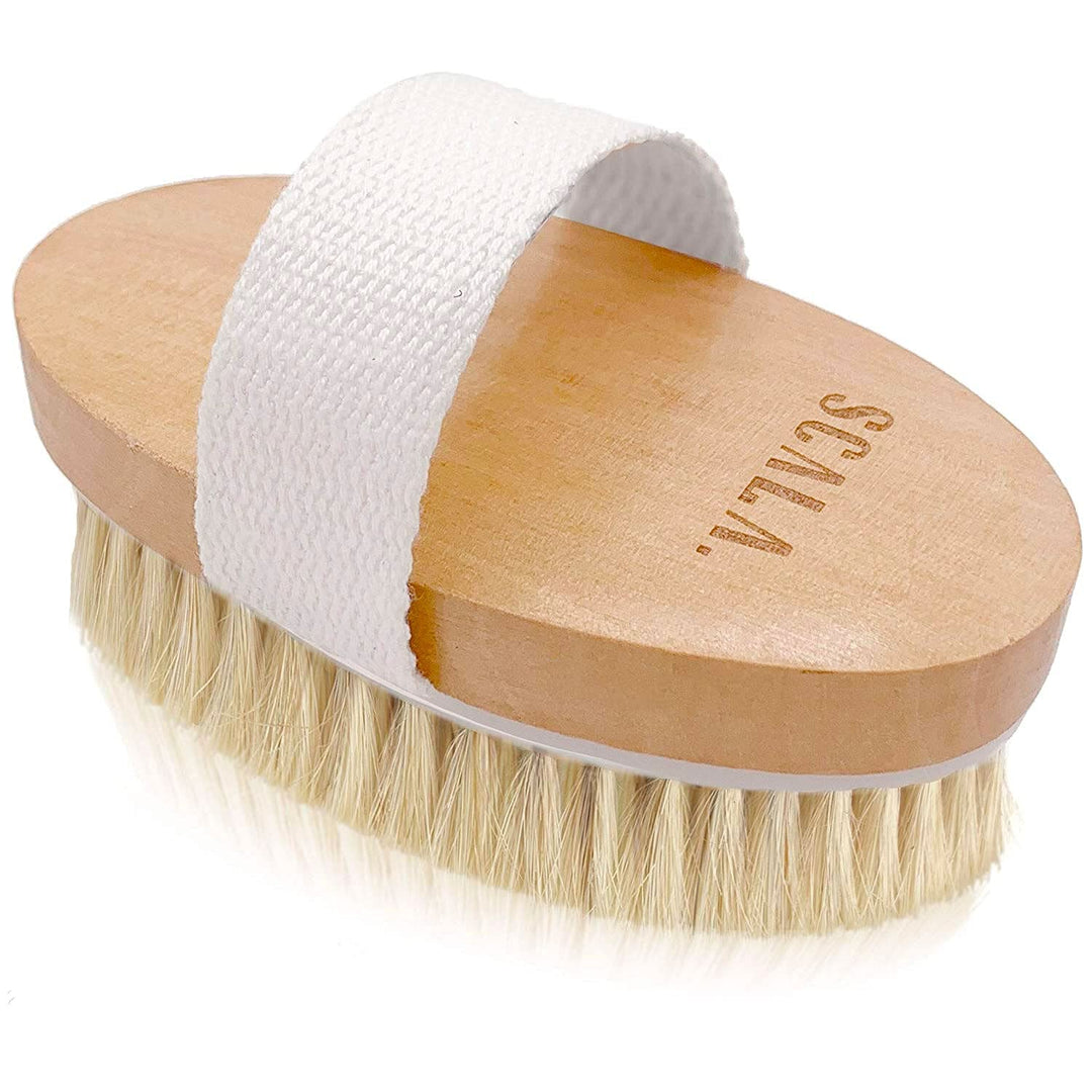 Dry Brushing Body Brush Scala Natural Bristle Body Brush, Soft Body Exfoliating Brush Scrub For Dead Skin, Cellulite, Lymphatic