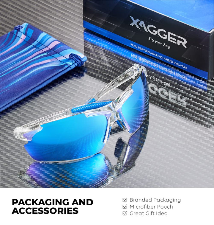 Xagger Polarized Wrap Around Sport Sunglasses for Men Women UV400 Baseball Softball Running Cycling Glasses