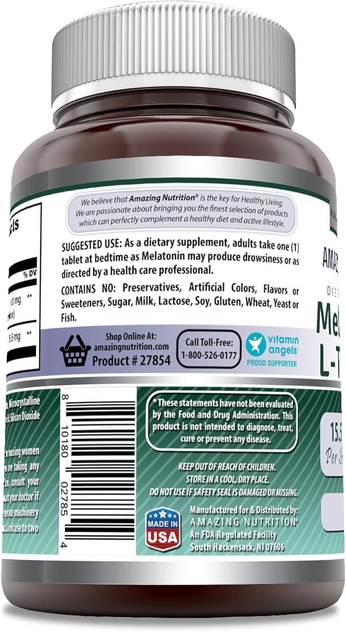 Amazing Formulas Melatonin Plus L-Theanine Supplement | 15.5 Mg per Serving | 120 Tablets | Non-GMO | Gluten-Free | Made in USA