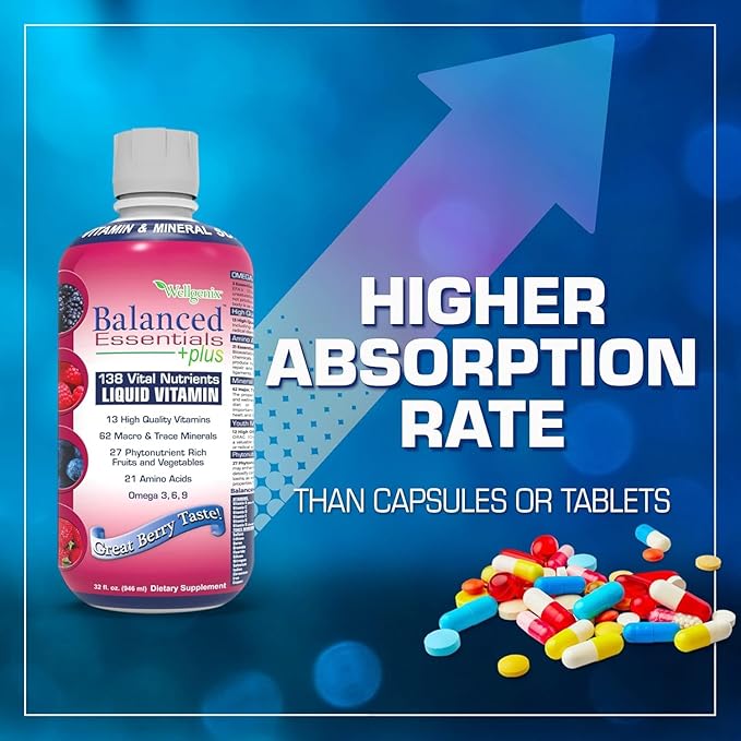 Wellgenix Balanced Essentials Liquid Nutritional Supplement, 32 Ounces - Very Berry