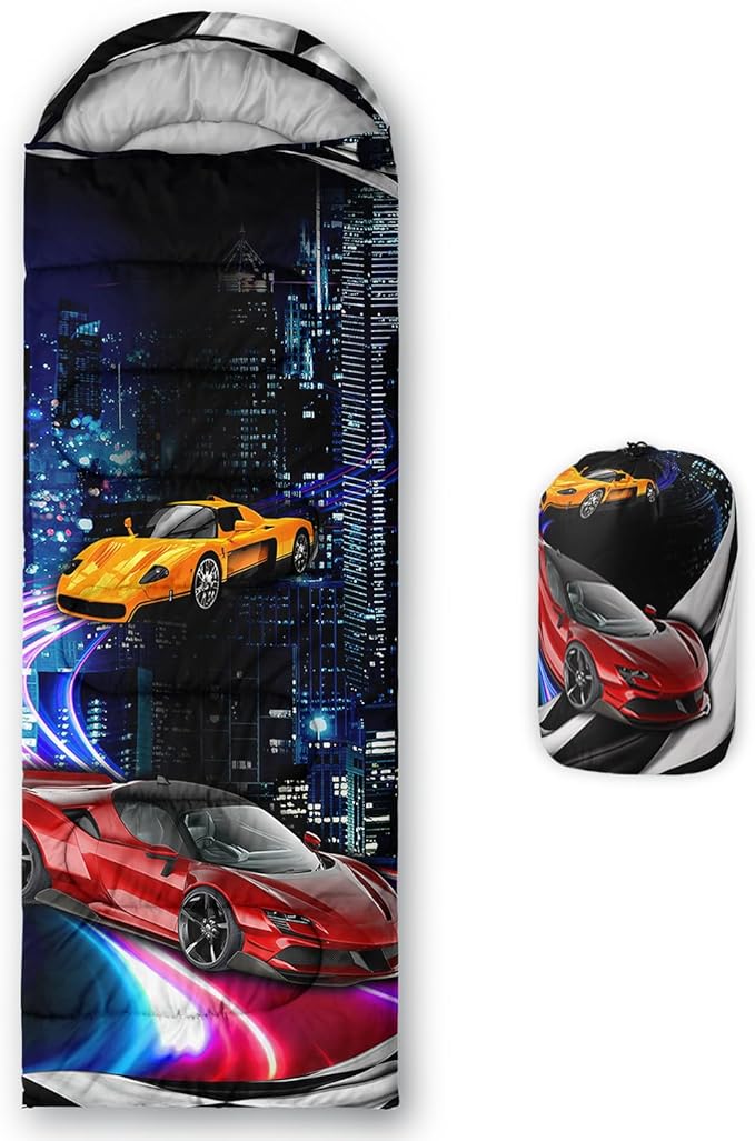 AILONEN Kids Floral Cat Camping Sleeping Bags,Lightweight & Waterproof,3 Season Warm & Cool Weather,Kawaii Kitten Sleeping Bags for Girls Adults,Travelling,Outdoors