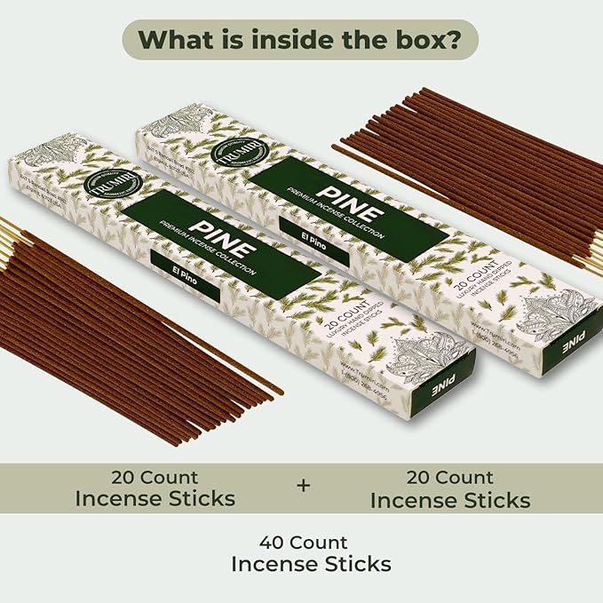 Pine Incense Sticks - Total 40 Insence-Sticks - Dual Pack of 20 Insense - Inciensos - Inscents - Natural Non Toxic Ingredients - Incents - Incence - Inscense - Insents
