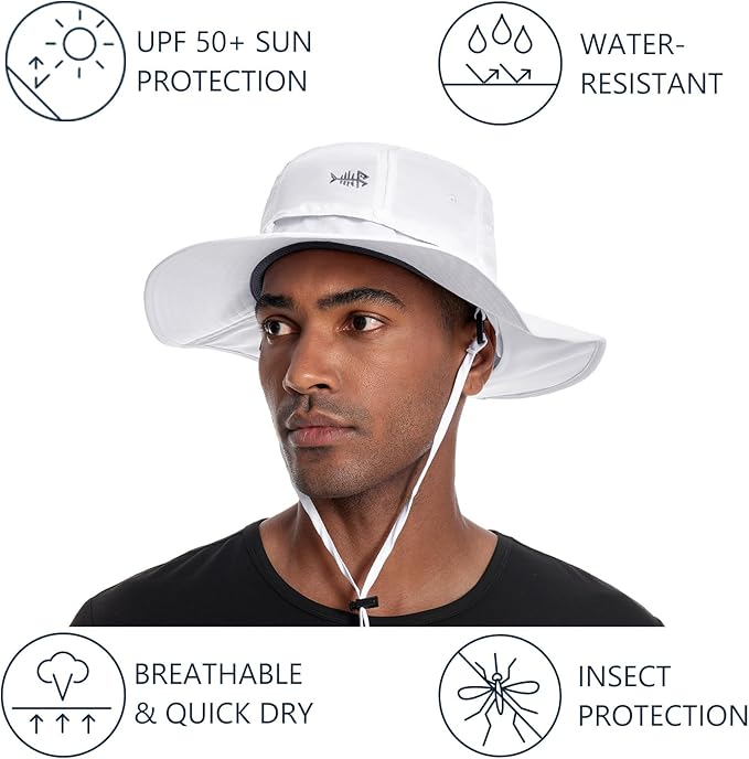 BASSDASH UPF 50+ Mosquito Sun Hat with Hidden Head Net and Neck Flap for Men Women Outdoor Fishing Hiking Camping FH16