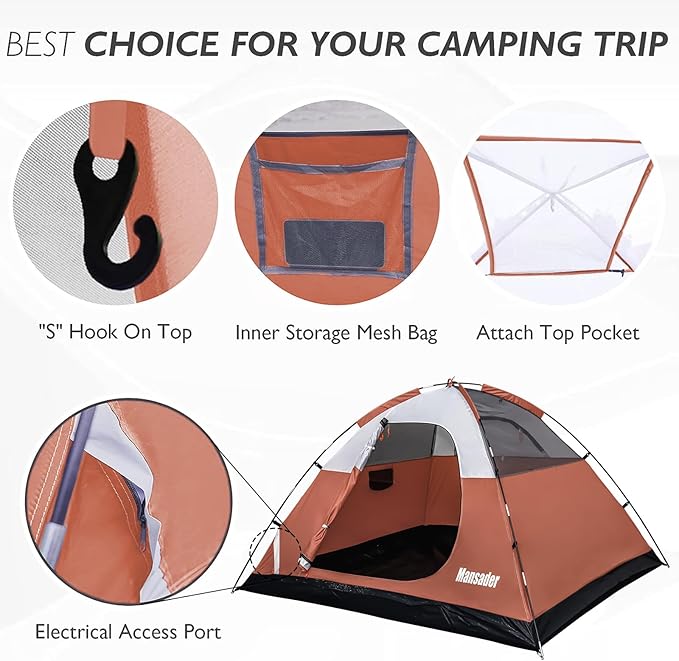Camping Tent, Waterproof 2/3/4 Person Tents for Camping, Lightweight Easy Set Up Outdoor Hiking Tent Backpacking Tent with Carry Bag, Backpack Tent Suit for Family Beach Hiking Travel